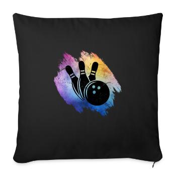 Bowling boule et bowling pins équipe de bowling art - Housse de coussin décorative 45 x 45 cm - noir - Devant
