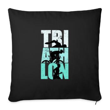 Vintage Gift for Triathletes Triathlon Saying - Sofa pillowcase 17,3'' x 17,3'' (45 x 45 cm) - black - Front