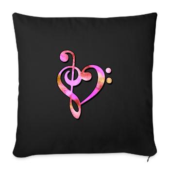 Techno Musique Clé de basse Clé de partition - Housse de coussin décorative 45 x 45 cm - noir - Devant