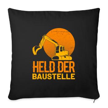 Held der Baustelle Bagger Fahrer Bagger Führer - Sofakissenbezug 45 x 45 cm - Schwarz - Vorne