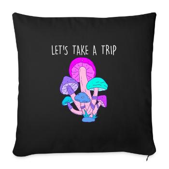 Lets take a trip LSD Acid Champignons Party Drogue - Housse de coussin décorative 45 x 45 cm - noir - Devant