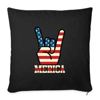 Merica Rock musique à la main Logo Rocker cadeau - Housse de coussin décorative 45 x 45 cm - noir - Devant
