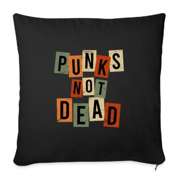 Punks not Dead Punk Rock Punker Retro Vintage - Housse de coussin décorative 45 x 45 cm - noir - Devant