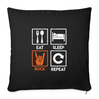 Rocker Saying Eat Sleep Rock Repeat Rock Music - Sofa pillowcase 17,3'' x 17,3'' (45 x 45 cm) - black - Front