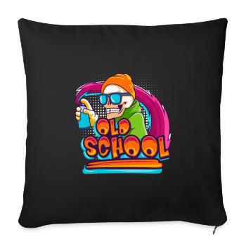 Vieille école pulvérisateur graffiti squelette tête de mort - Housse de coussin décorative 45 x 45 cm - noir - Devant
