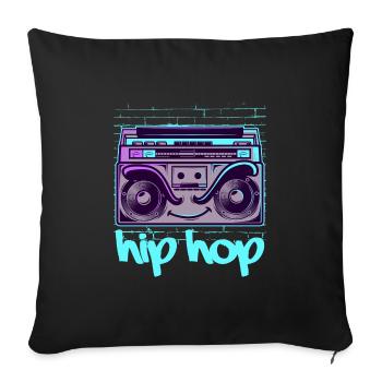 Hip Hop Cassette Recorder Rapper Music 90s HipHop - Sofa pillowcase 17,3'' x 17,3'' (45 x 45 cm) - black - Front
