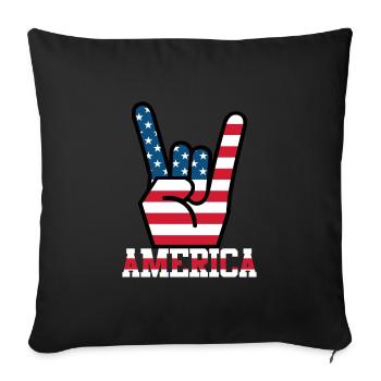Amérique États-Unis drapeau drapeau rockers à main levée - Housse de coussin décorative 45 x 45 cm - noir - Devant