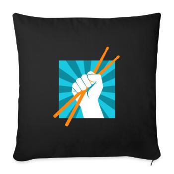 Drummer Drumsticks Batteur musicien Rocker - Housse de coussin décorative 45 x 45 cm - noir - Devant
