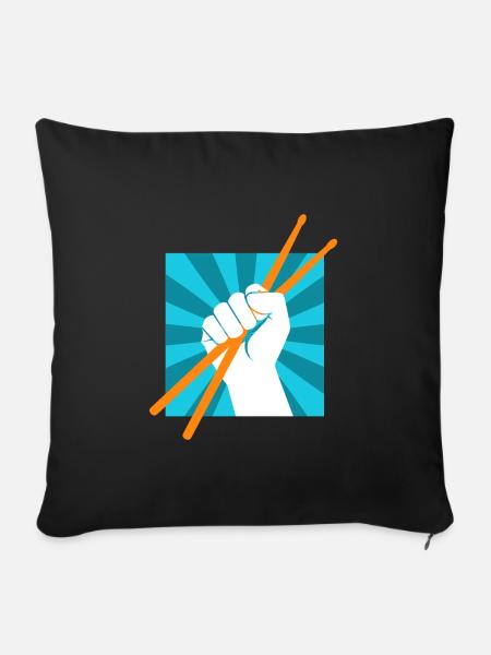Drummer Drumsticks Schlagzeuger Musiker Rocker - Sofakissenbezug 45 x 45 cm - Schwarz