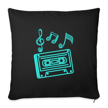 Music Cassette 90s Hip Hop Minimalist Cassette - Sofa pillowcase 17,3'' x 17,3'' (45 x 45 cm) - black - Front