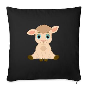 Lamm - Lämmchen - Sofakissenbezug 45 x 45 cm - Schwarz - Vorne