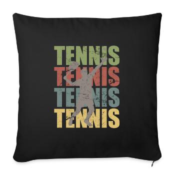 Tennis Tennis Player Tennis Training Vintage Retro - Sofa pillowcase 17,3'' x 17,3'' (45 x 45 cm) - black - Front