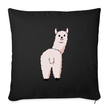 Alpaka cooles Lama Hintern - Sofakissenbezug 45 x 45 cm - Schwarz - Vorne