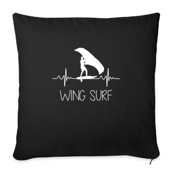Foiler Wing Surf cadeau Wing Foil battement du cœur - Housse de coussin décorative 45 x 45 cm - noir - Devant