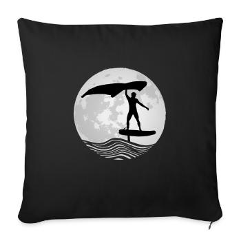 Wing Surf Wing Foil Wingsurfer Gift Foiler - Sofa pillowcase 17,3'' x 17,3'' (45 x 45 cm) - black - Front