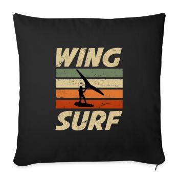 Retro Wingfoiler Wing Surf Wing Foil Gift - Sofa pillowcase 17,3'' x 17,3'' (45 x 45 cm) - black - Front