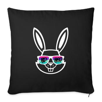 Rapmusk Lapin cool Hip Hop Lapin - Housse de coussin décorative 45 x 45 cm - noir - Devant