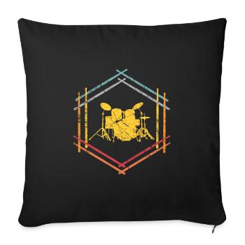 Drumsticks percussion bâtons de frappe logo - Housse de coussin décorative 45 x 45 cm - noir - Devant