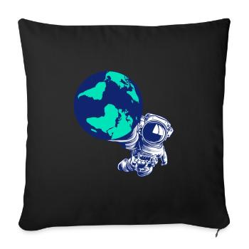 Astronaut Globe Universe Galaxy Solar System - Sofa pillowcase 17,3'' x 17,3'' (45 x 45 cm) - black - Front