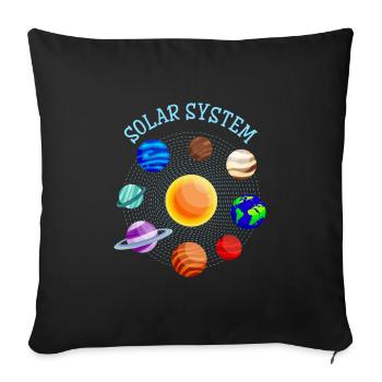 Planets Solar System Sun Earth Mars Astronaut - Sofa pillowcase 17,3'' x 17,3'' (45 x 45 cm) - black - Front