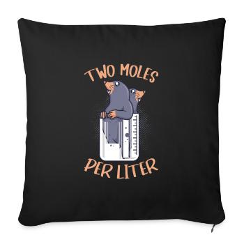 Funny chemist Joke Two Moles per liter laboratory - Sofa pillowcase 17,3'' x 17,3'' (45 x 45 cm) - black - Front