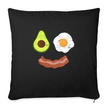 Brunch Frühstück Bacon Ei Avocado Spiegelei - Sofakissenbezug 45 x 45 cm - Schwarz - Vorne