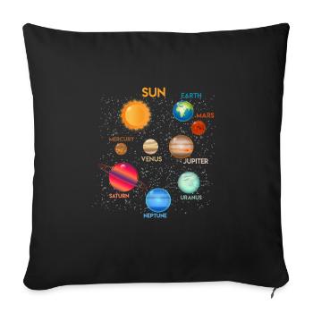 Galaxie Espace Système Solaire Planète Astronaute - Housse de coussin décorative 45 x 45 cm - noir - Devant