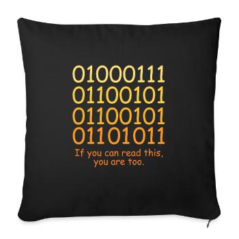 Conception de code binaire de code amusant pour les geeks nerds - Housse de coussin décorative 45 x 45 cm - noir - Devant