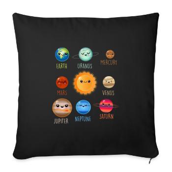 Système solaire Espace Galaxie Planète Terre Soleil - Housse de coussin décorative 45 x 45 cm - noir - Devant