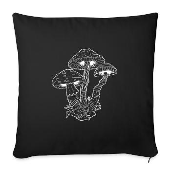 Champignons LSD Party Acid - Housse de coussin décorative 45 x 45 cm - noir - Devant