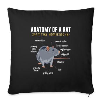 Anatomie d’un rat propriétaire de rats cultivateurs de rats - Housse de coussin décorative 45 x 45 cm - noir - Devant