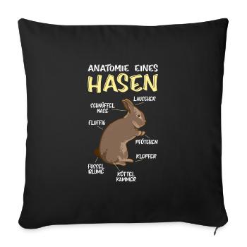 Anatomie d’un lapin Rongeur lapin - Housse de coussin décorative 45 x 45 cm - noir - Devant