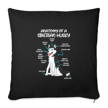 Anatomie eines Huskys Hundebesitzer Hunde - Sofakissenbezug 45 x 45 cm - Schwarz - Vorne