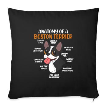 Anatomy of a Boston Terrier Dog - Sofa pillowcase 17,3'' x 17,3'' (45 x 45 cm) - black - Front