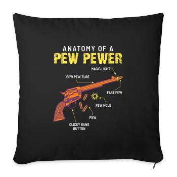 Pistol Handgun Anatomy Revolver Pew Pewer - Sofa pillowcase 17,3'' x 17,3'' (45 x 45 cm) - black - Front
