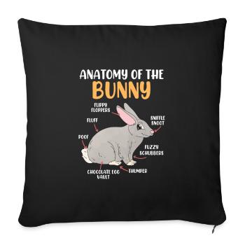 Anatomy of a rabbit rabbit rodent - Sofa pillowcase 17,3'' x 17,3'' (45 x 45 cm) - black - Front