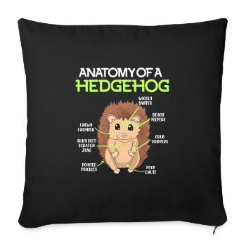 Anatomie eines Igel - Sofakissenbezug 45 x 45 cm - Schwarz - Vorne