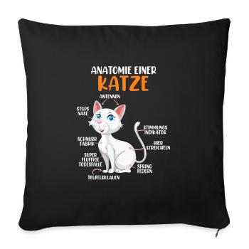 Anatomie einer Katze - Sofakissenbezug 45 x 45 cm - Schwarz - Vorne