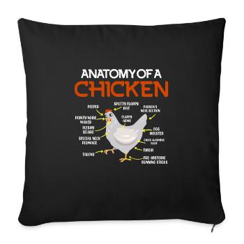 Chicken Anatomy Rooster Chicken Hen Eggs - Sofa pillowcase 17,3'' x 17,3'' (45 x 45 cm) - black - Front