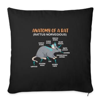 Anatomy of a Rat Pet Rat - Sofa pillowcase 17,3'' x 17,3'' (45 x 45 cm) - black - Front