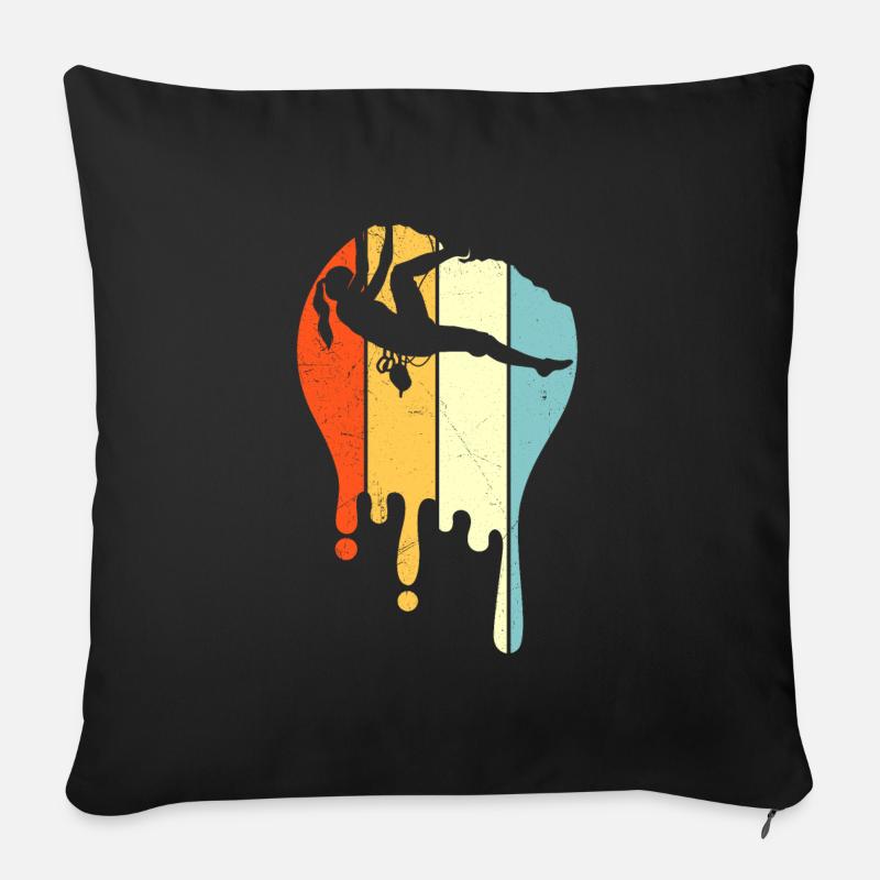 Kletter Frau Retro Kletterin Boulderin Boulder - Sofakissenbezug 45 x 45 cm - Schwarz
