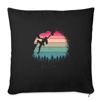 Vintage Felsklettern Kletter Frau Kletterin - Sofakissenbezug 45 x 45 cm - Schwarz - Vorne