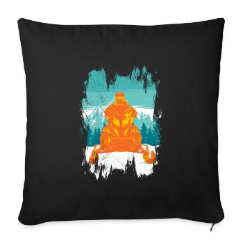 Schneemobil Motorschlitten Winter Motorsport - Sofakissenbezug 45 x 45 cm - Schwarz - Vorne