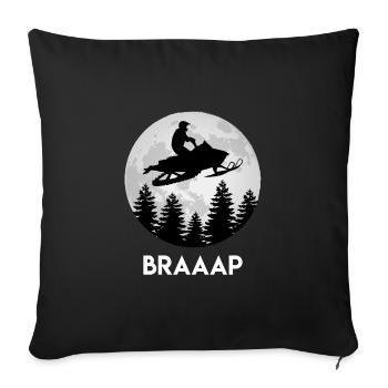 Motoneigistes pleine lune Braaap Snowmobil - Housse de coussin décorative 45 x 45 cm - noir - Devant