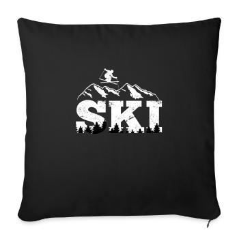 Skiing Mountaineering Winter sports Skiers - Sofa pillowcase 17,3'' x 17,3'' (45 x 45 cm) - black - Front