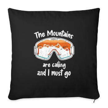 Skiers Ski Apres Ski Mountains Call - Sofa pillowcase 17,3'' x 17,3'' (45 x 45 cm) - black - Front