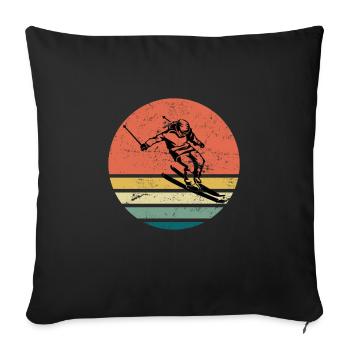 Ski holiday Skier Skier Ski - Sofa pillowcase 17,3'' x 17,3'' (45 x 45 cm) - black - Front