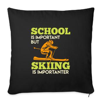 Fun skier Ski holiday saying après ski - Sofa pillowcase 17,3'' x 17,3'' (45 x 45 cm) - black - Front
