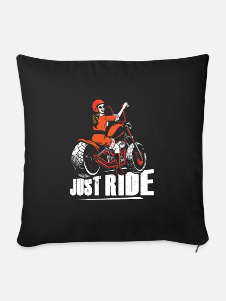 Motorrad Frau - Sofakissenbezug 45 x 45 cm - Schwarz