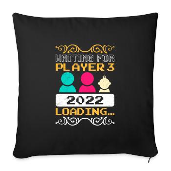 Cadeau de papa en devenir Waiting for Player 3 - Housse de coussin décorative 45 x 45 cm - noir - Devant